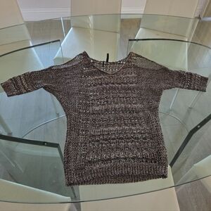 Guess Black and Tan Open Knit Top